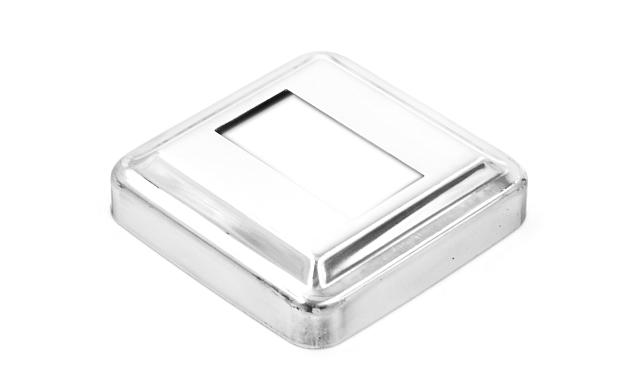 Низ стойки под трубу 40х20 мм, 66х66х0.6, высота 16 мм, полированный (AISI 304) k385-3