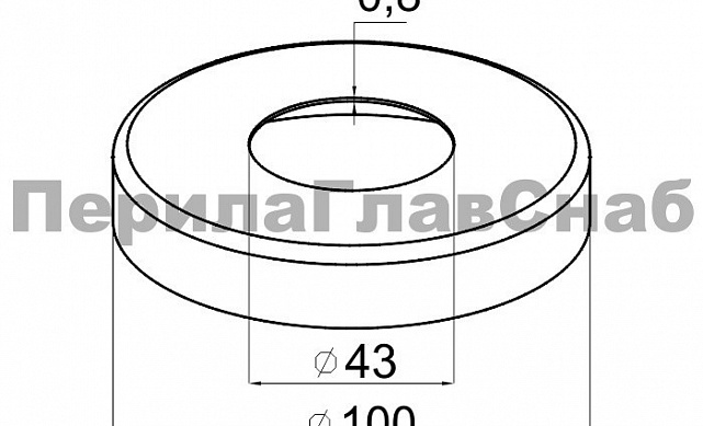 Низ стойки Ø42.4 мм, 100х19х0.8, полированный (AISI 304) k332 2 Низ стойки Ø42.4 мм, 100х19х0.8, полированный (AISI 304) k332 2