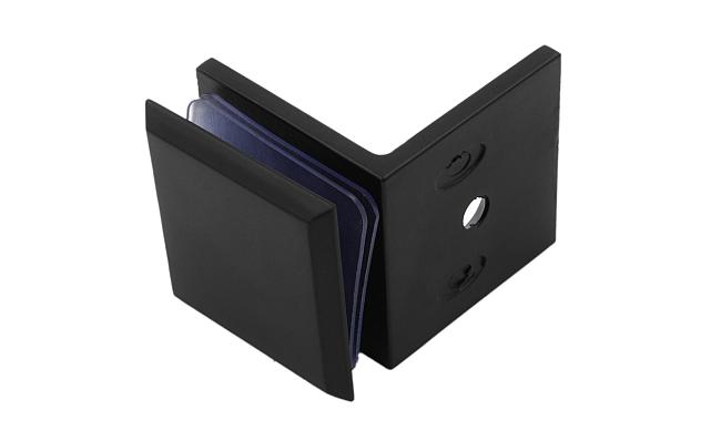  Коннектор для душевой кабины стена-стекло 90°, 45х45, цинк, черный, вырез 69 t732 BZn