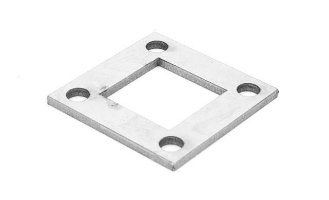 Фланец стойки 75 х75 х 5 (4,3) х AISI304, 4 отв. М10, с центральным отверстием k115-6