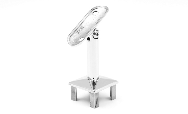 Наконечник палец на стойку из профильной трубы 40х40 мм, с регулируемым ложементом под поручень Ø50.8 мм, полированный, литой, облегченный нержавеющий AISI 304 k239-3 Наконечник палец на стойку из профильной трубы 40х40 мм, с регулируемым ложементом под поручень Ø50.8 мм, полированный, литой, облегченный нержавеющий AISI 304 k239-3