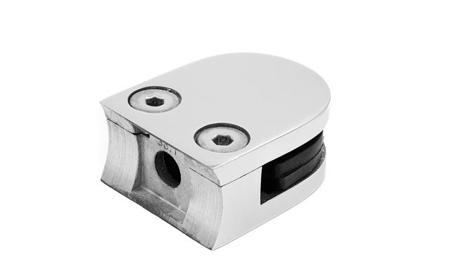 Стеклодержатель литой под стекло 8 мм (4+4 мм), под стойку Ø38.1 мм, (40х22х49), полированный AISI 316 k001-5