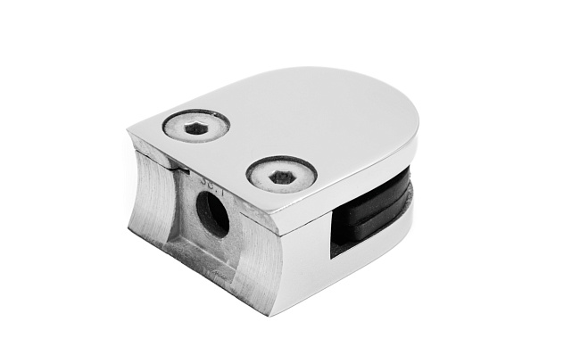 Стеклодержатель литой под стекло 8 мм (4+4 мм), под стойку Ø38.1 мм, (40х22х49), полированный AISI 316 k001-5 Стеклодержатель литой под стекло 8 мм (4+4 мм), под стойку Ø38.1 мм, (40х22х49), полированный AISI 316 k001-5