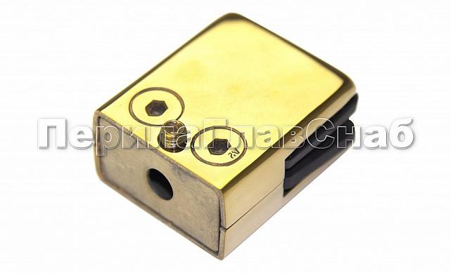 Стеклодержатель штампованный квадратный на плоскость для стекла 8 мм (4+4 мм), полированный, под золото (AISI 304) Фk352-88 2