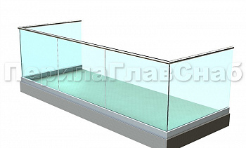 Ограждение на несущем стекле на алюминиевом профиле для балкона в Казани. Готовые проекты ПерилаГлавСнаб