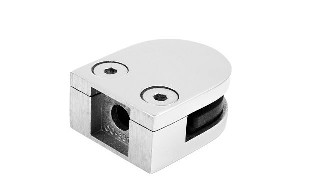 Стеклодержатель литой с вставками под стекло 8-10 мм, 4+4 мм, на плоскость 40х22х50, полированный (AISI 304) k002-10 Стеклодержатель литой с вставками под стекло 8-10 мм, 4+4 мм, на плоскость 40х22х50, полированный (AISI 304) k002-10