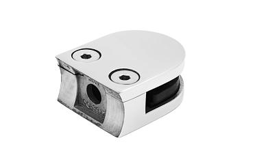 Стеклодержатель литой с вставками под стекло 8-10 мм, 4+4 мм, закругленный под стойку Ø38,1 мм (40х22х50), полированный, (AISI 304) k001-10 купить в Казани