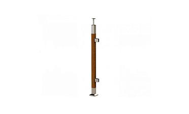 Готовая стойка 40х40х950 мм, деревянная, со вставками из нержавеющей стали 2х100 мм с 2 зажимными стеклодержателями k740-4-R купить в Казани