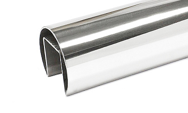 Труба Ø42.4 мм, с пазом 24х24, тройная полировка 800GRIT, (AISI 201) k820 купить в Казани Труба Ø42.4 мм, с пазом 24х24, тройная полировка 800GRIT, (AISI 201) k820 купить в Казани