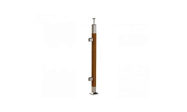 Готовая стойка 40х40х950 мм, деревянная, со вставками из нержавеющей стали 2х100 мм с 2 зажимными стеклодержателями k740-4-L купить в Казани