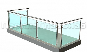 Ограждение из нержавеющей стали со стеклами для балкона в Казани. Готовые проекты ПерилаГлавСнаб