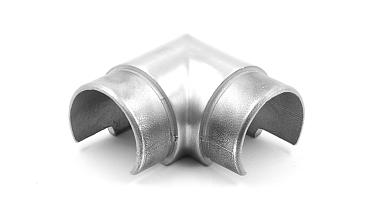 Отвод поручня с пазом Ø48.3мм, 90°, с двумя установочными кольцами, шлифованный 320Grit, (aisi 304) Фk237-2 купить в Казани