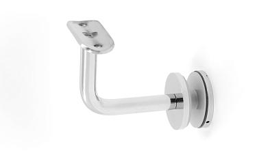 Держатель поручня Ø50.8 мм, на стекло 10-17 мм, Ø43х5 мм, вынос 60х70, нержавеющая сталь, полированная (AISI 304) k008-3 купить в Казани