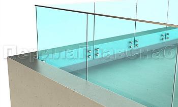 Ограждение на несущем стекле с торцевым креплением для крыш в Казани. Готовые проекты ПерилаГлавСнаб