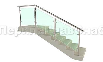 Ограждение для лестницы из нержавейки с зажимными стеклодержателями для крыльца в Казани. Готовые проекты ПерилаГлавСнаб Ограждение для лестницы из нержавейки с зажимными стеклодержателями для крыльца в Казани. Готовые проекты ПерилаГлавСнаб