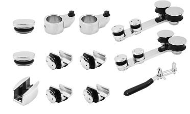 Комплект раздвижной системы для стеклянных дверей, AISI 304, полированный t406 купить в Казани