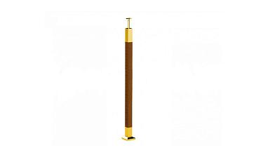 Готовая стойка 40х40х950 мм, деревянная нелакированная, со вставками из нержавеющей стали под золото 2х100 мм k740-G купить в Казани