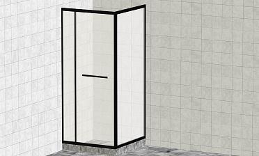 Комплект душевой с внутренней подвижной дверью,толщина стекла 8мм, 900х900х2000, AUSI 304, черная t470 Bl купить в Казани