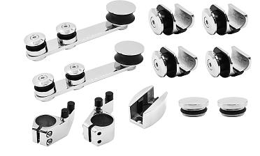 Комплект раздвижной системы для стеклянных дверей, AISI 304, полированный t405 купить в Казани