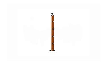 Дизайнерская плоская комбинированная стойка в сборе из шлифованной нержавеющей стали и древесины дуба с четырьмя ригеледержателями k742-2 купить в Казани