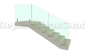 Цельностеклянное лестничное ограждение на министойках из нержавеющей стали для крыльца в Казани. Готовые проекты ПерилаГлавСнаб Цельностеклянное лестничное ограждение на министойках из нержавеющей стали для крыльца в Казани. Готовые проекты ПерилаГлавСнаб