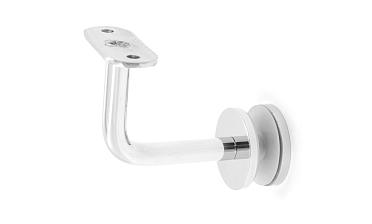 Держатель поручня на стекло 10-17 мм, с ложементом на плоскость, вынос 60х70 мм, Ø43х5 мм, нержавеющая сталь AISI 304, полированная k008-4 купить в Казани