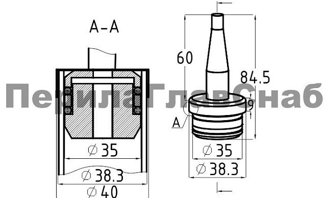 Наконечник палец (солдатик) с системой фиксации из алюминия в стойке Ø38.1 мм, полированный, нержавеющий (AISI 304) k041 2