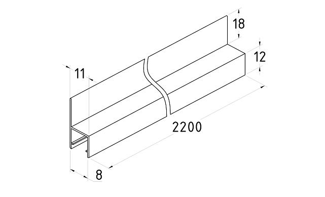 Уплотнитель для стекла 8 мм, стекло-стекло 2200 мм, прозрачный t204-2 2