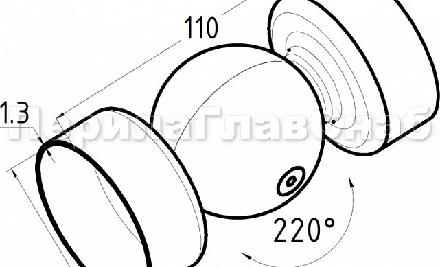 Поворот деревянного поручня, шаровый, под Ø50.8 мм k053-2 2 Поворот деревянного поручня, шаровый, под Ø50.8 мм k053-2 2