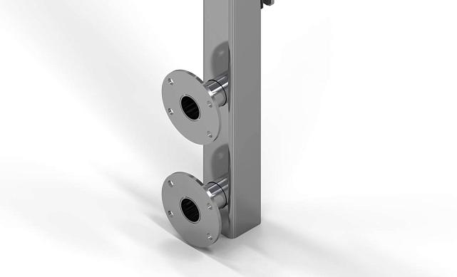 Стойка с торцевым креплением на фланцах, 60*60*1100 мм, с пластиной, для стекла 8-20 мм, шлифованная, AISI 304 k793 4