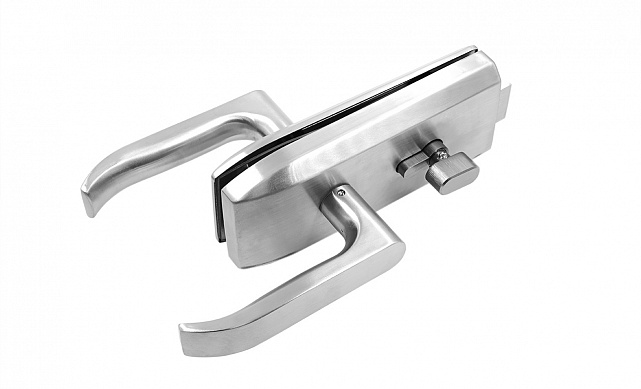 Замок для стеклянной двери с нажимной ручкой без притвора, евроцилиндр односторонний ключ/защелка, в комплекте ответная часть на стекло t155 SSS  4 Замок для стеклянной двери с нажимной ручкой без притвора, евроцилиндр односторонний ключ/защелка, в комплекте ответная часть на стекло t155 SSS  4