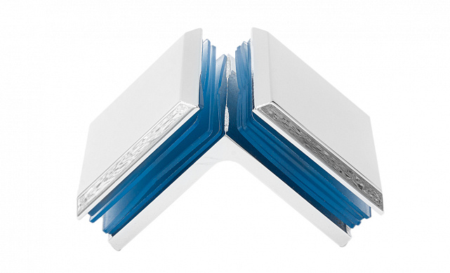 Коннектор для душевой кабины стекло-стекло 90° 45х45 мм латунь-хром, полированный  t735 PC 5