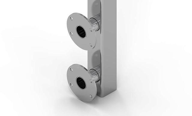 Стойка с торцевым креплением на фланцах, 60*60*1100 мм, с пластиной, для стекла 8-20 мм, шлифованная, AISI 304 k793 6