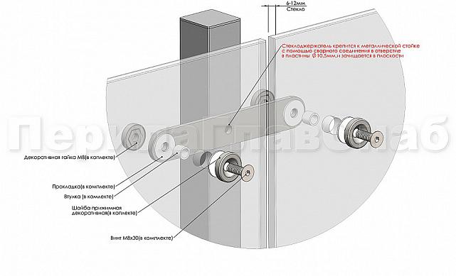Стеклодержатель пластинчатый, под стекло 6-12 мм, полированный (AISI 201) k047-5 2
