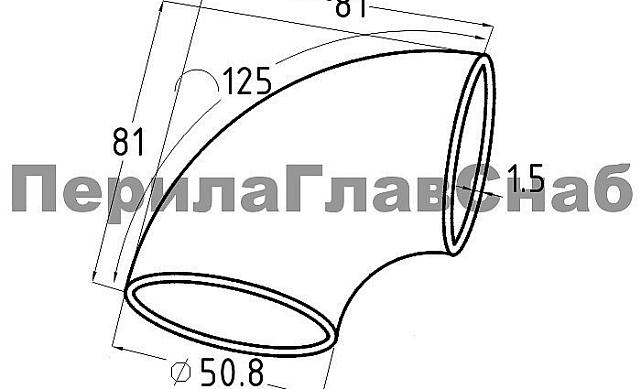 Отвод поручня под сварку Ø50.8х1.5 мм, полированный, (AISI 316) k021-5 2