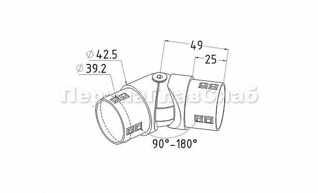 Поворот литой, шарнирный под Ø42.4 мм, полированный, AISI 304 k273 2