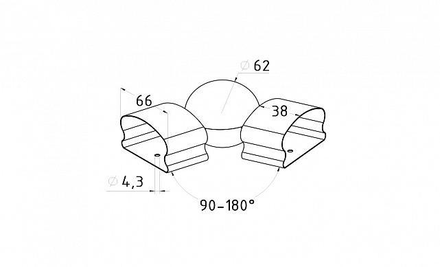 Поворот пластикового фигурного поручня, шаровый, полированный, AISI 304 k061 2 Поворот пластикового фигурного поручня, шаровый, полированный, AISI 304 k061 2
