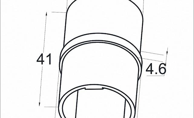 Соединитель для поручня с пазом Ø42.4х5 мм, полированный (AISI 304) k229-2 2