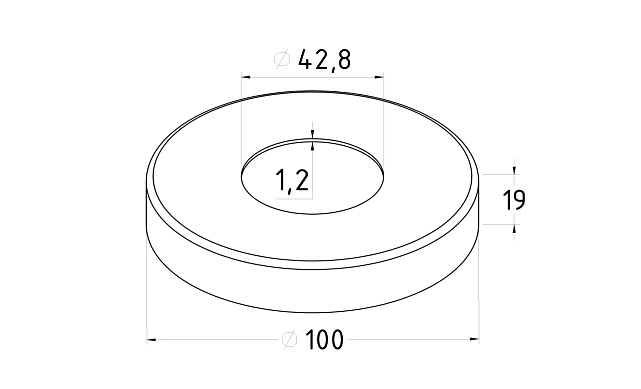 Низ стойки Ø42.4 мм, S=0.6 мм, 100 х 18 мм, полированный, AISI 316 k332-4 3 Низ стойки Ø42.4 мм, S=0.6 мм, 100 х 18 мм, полированный, AISI 316 k332-4 3