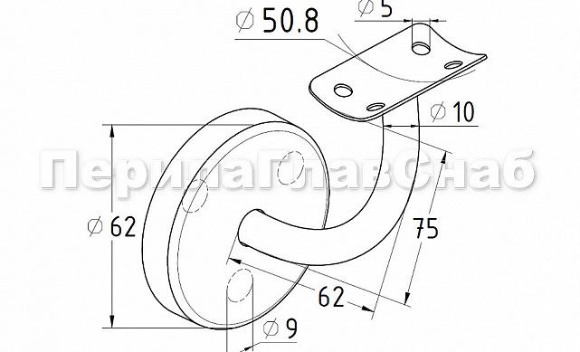 Пристенок с ложементом под Ø50,8 мм, сварной с крышкой (AISI 201) k010-4 2