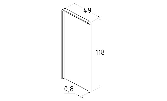 Торцевая заглушка 49х118 мм на зажимной алюминиевый профиль k601-12  3