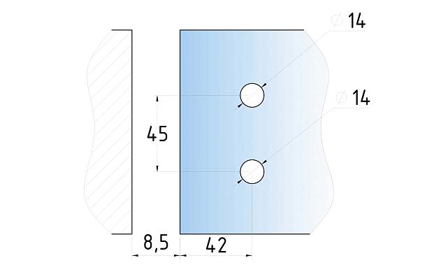 Петля стена-стекло 90°, односторонняя, без реза, нерж., полир. t315 PSS 2