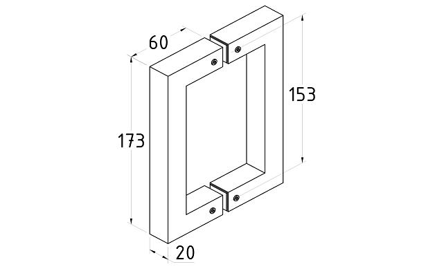 Ручка-скоба 171х20х20 мм, нержавеющая сталь AISI 304, черная t667 Bl 2