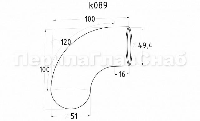 Отвод оконечный для пластикового/деревянного поручня с круглой заглушкой AISI 304 k089 2