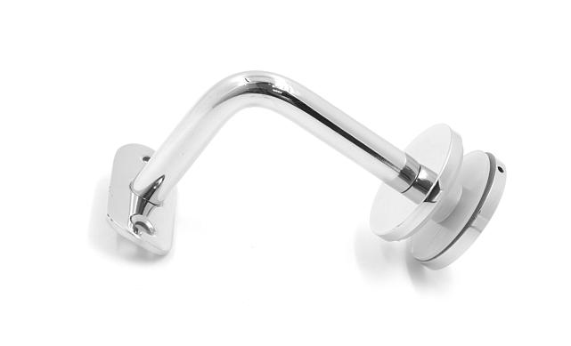 Держатель поручня Ø50.8 мм, на стекло 10-17 мм, Ø43х5 мм, вынос 60х70, нержавеющая сталь, полированная (AISI 304) k008-3 3