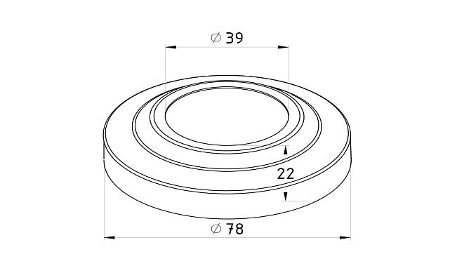 Низ стойки Ø38.1 мм, S=0.8 мм, внешний Ø78х22 мм, полированный, AISI 201 k007-6 2