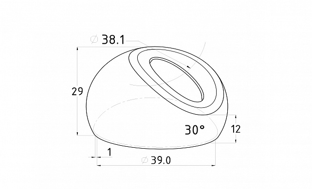 Наконечник штамп, под 30°, Ø38.1 мм, для поручня Ø38.1, золото (AISI 304) k016-88 2 Наконечник штамп, под 30°, Ø38.1 мм, для поручня Ø38.1, золото (AISI 304) k016-88 2