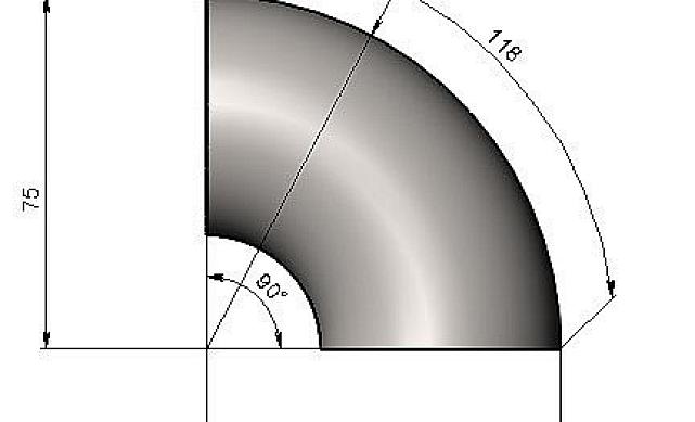 Отвод поручня под сварку для Ø50.8х118х1.5 мм,  полированный 400 Grit, (AISI 201) k021-12 2