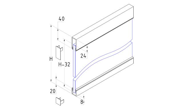 П-образный профиль 20 мм нижний, алюминиевый анодированный, длина 3000 мм т22 AL  3