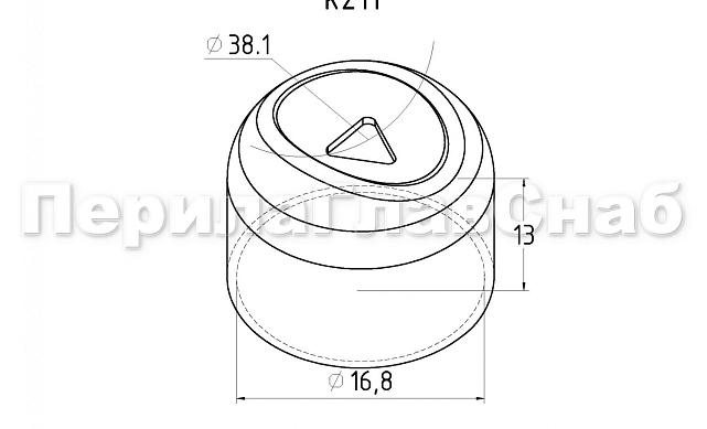 Наконечник штампованный (СПС) прямой 90° на трубу Ø16 мм, для поручня Ø38.1 мм, полированный, нержавеющий AISI 201 k211-3 3